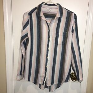 Sonoma Multicolored Striped Long Sleeve Button Down Shirt Women's Size XS